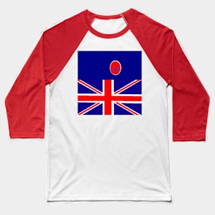 Sporty UK Design on Red Background Baseball T-Shirt